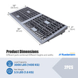 Ruedamann Modular Threshold Ramps, 2" Rise Plastic Wheelchair Ramps, 3000LBS Capacity, Mobility Door Ramps for Home Steps, Detachable Entry Ramps, Non-Slip Curb Ramps for Scooters, Cars, 2 PCS