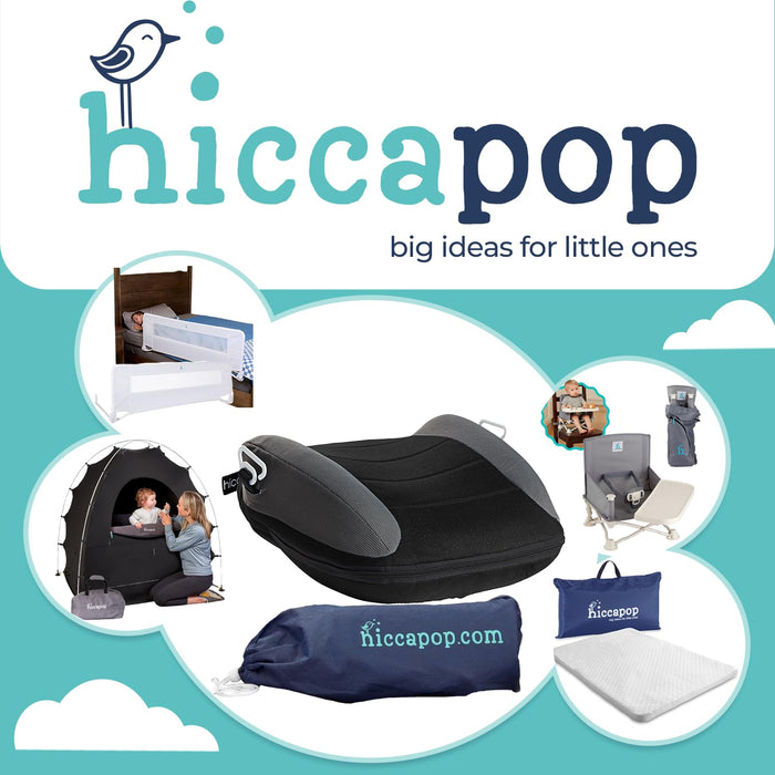 Hiccapop UberBoost Inflatable Booster Car Seat | Blow up Narrow Backless Booster Car Seat for Travel | Portable Booster Seat for Toddlers, Kids, Child | Black/Gray