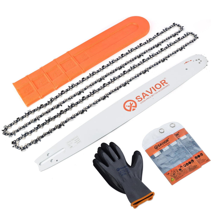 Savior 20 Inch Chainsaw Bar and Chain Combo, 3/8" Pitch .050" Gauge 72 Drive Links for 455 Rancher 460 Rancher, Replace for 200SFHK095, 584818, 584271