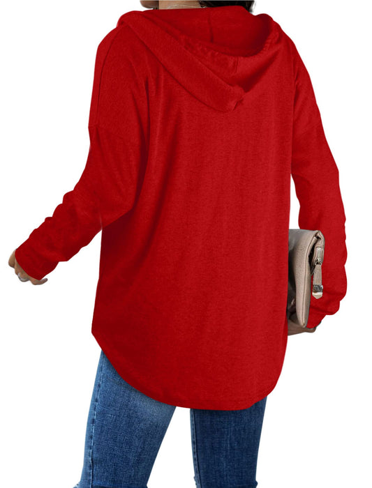 Christmas Sweaters for Women V Neck Long Sleeve Shirts Casual Tops Bright Red Sweater for Woman L