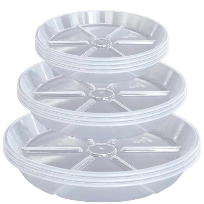 10 Packs Plant Saucer, 6 8 10 inch Clear Plant Saucers, Durable Round Plastic Flower Plant Water Drip Tray for Pots Planter, Heavy Duty Plant Dish Pant Plate to Catch Water for Indoor & Outdoor