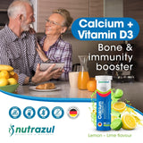 Nutrazul Calcium + Vitamin D3 Effervescent Tablets-Lemon-Lime (Pack of 3 X 20) | 60 Days Supply | Gluten Free, Sugar Free, Lactose Free & Preservative Free