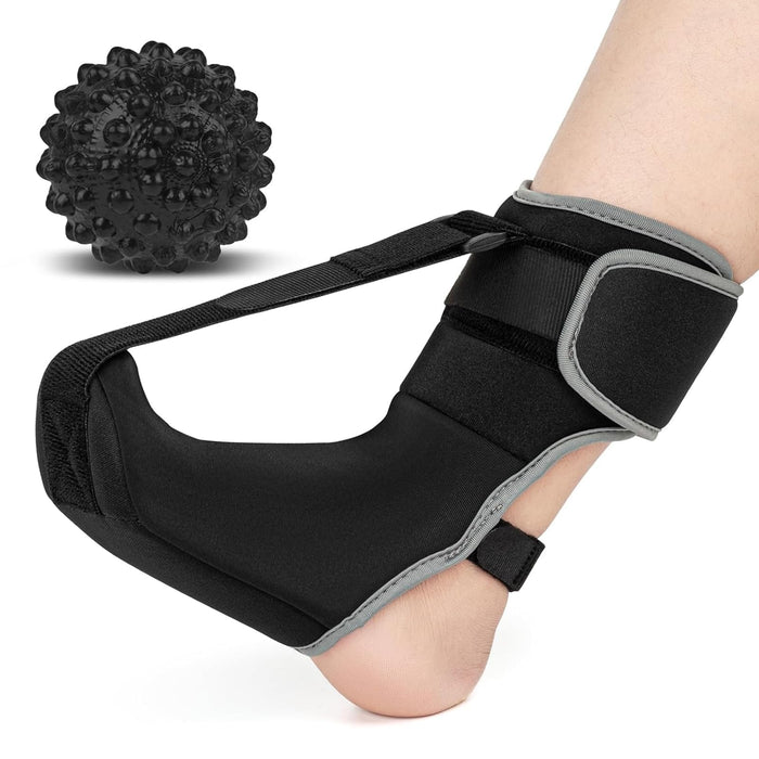 Dveken-US Plantar Fasciitis Night Splint Sock: Unisex Plantar Fasciitis Brace with Massage Ball for Foot Pain Relief by Plantar Fasciitis Achilles Tendonnitis Foot Drop Heel Spur Flat Arch - Medium