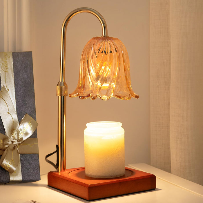 GODONLIF Flower Candle Warmer Lamp with Timer, Gold Electric Candle Lamp