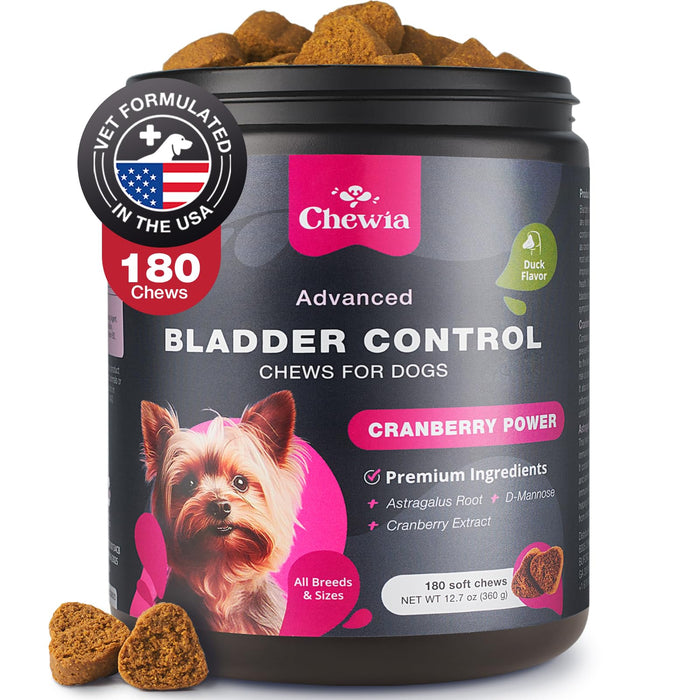 Dog UTI Treatment - Dog Cranberry Supplement for Urinary Tract, Bladder & Kidney Health, Incontinence Support - Bladder Control Cranberry Chews - Cranberry Supplement for Dog Incontinence