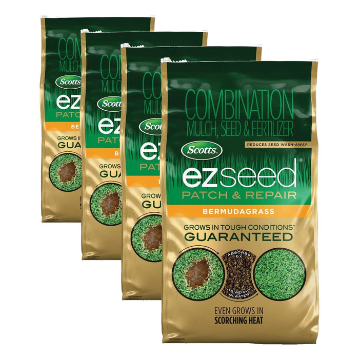 Scotts EZ Seed Patch & Repair Bermudagrass - Combination Mulch, Bermudagrass Seed and Fertilizer for Repairing Bare Spots, Lawn Patch Repair, Covers Up to 225 Sq. Ft., 10 lb. (Pack of 4)