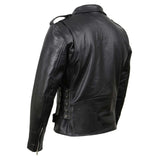 Milwaukee Leather SH1011 Black Classic Brando Motorcycle Jacket for Men Made of Cowhide Leather w/Side Lacing - Small