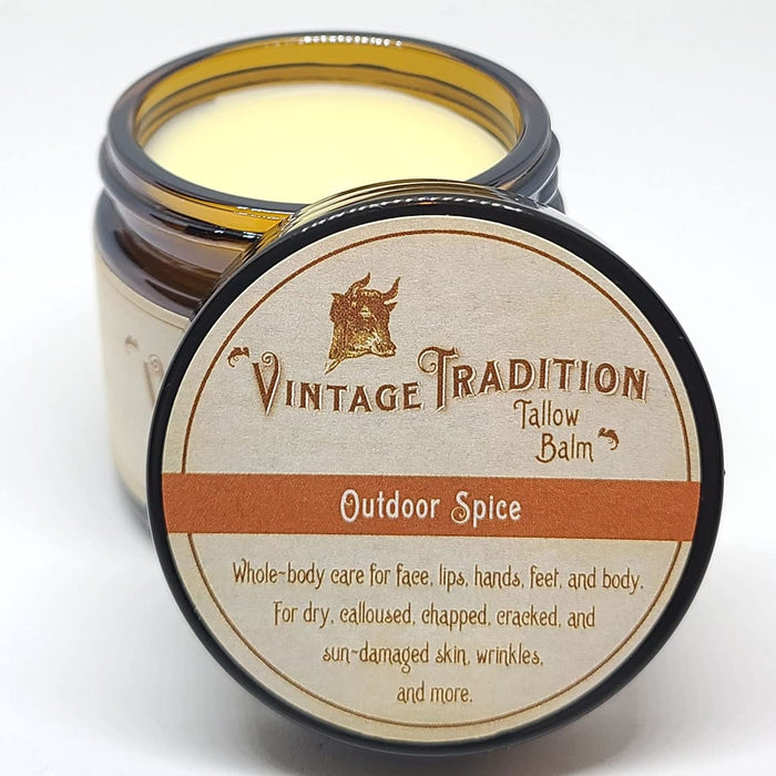 Vintage Tradition Beef Tallow All Purpose Balm – Healing, Hydrating Spice Oils Skin Care Salve Replaces Body Lotion, Hand Cream, More – Essential Oil, Olive Oil, and Grass-Fed Tallow, 2 fl. oz.
