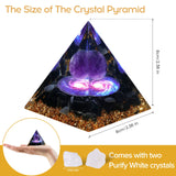 Hopeseed Orgone Pyramid for Positive Energy, Orgonite Amethyst&Obsidian Healing Crystal Pyramids for Reduce Stress Chakra Reiki Healing Meditation Attracts Lucky and Success