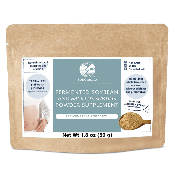 Sonomono Natto Powder Mild, Fermented Soybean Powder for Gut Health, Natural Freeze-Dried Japanese, High in Probiotics, Vitamin K, Nattokinase, 50 g bag