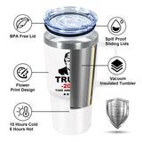 Icesip 20 oz Trump 2024 Mug Coffee with Lid and Handle, Donald Trump Merchandise, 20oz Stainless Steel Tumbler Travel Coffee Cup, Vacuum Insulated Mug for Hot and Cold Drinks, White 1 Pack