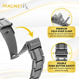 MagnetRX® 3X Strength Magnetic Bracelets for Men – Effective Magnetic Mens Titanium Bracelet – Premium Fold-Over Clasp & Adjustable Length with Sizing Tool & Gift Box (Gunmetal)