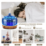 Porseme 500ml Essential Oil Diffuser 3D Glass Aromatherapy Ultrasonic Humidifier - Auto Shut-Off, Timer Setting, BPA Free for Home Hotel Yoga Gift