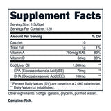 Nutricost Cod Liver Oil 1000mg, 120 Softgels - Non-GMO & Gluten Free