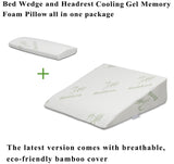 InteVision Foam Bed Wedge Pillow (26" x 25" x 7.5") and Headrest Set, 2" Memory Foam Top - Helps Relief from Acid Reflux, Post Surgery, Snoring