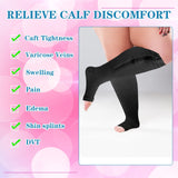 Hillban 2 Pair Plus Size Calf Zipper Compression Socks 15 to 25 Mmhg Open Toe Compression Stockings for Overweight Women Men (Black, Nude, 4 XL)