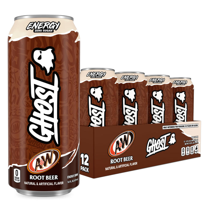 GHOST Energy Drink, Zero Sugars, 12-Pack, A&W Root Beer, 16oz