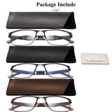 Lcbestbro 3 Pack Business Blue light Blocking Reading Glasses for Men, 1.25 Metal Readers