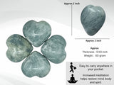 Aquamarine Crystal Heart Palm Stone - Pocket Massage Worry Stone for Natural Body Chakra Balancing, Reiki Healing and Crystal Grid