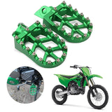 AnXin Dirt Bike Foot Pegs Wider Footpegs Foot Pedals Rests CNC for KX65 00-23 KX85 01-23 KLX 140 KLX140 08-23 KX100 98-21 KX112 22-23 KX80 Pit Bike Motorcycle Green