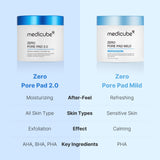 Medicube Zero Pore Pads Mild 2.0 (70 Pads) - Gentle Calming Toner Pads for Exfoliation, Minimizing Pores, and Blackhead Removal with PHA - Ideal for All Skin Types - Korean Skin Care
