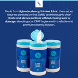 CPAP Mask Wipes by Snugell (330 Count) - Unscented - 100% Soft Cotton - Lint & Alcohol Free - Skin Safe with Aloe Vera - Easy Opening Canister - For Cleaning CPAP Mask, Tube and Devices