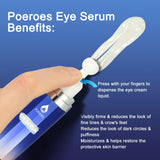 Poeroes Eye Serum with 8% Caffeine 8% Retinol Hyaluronic Acid Niacinamide peptides for Puffy Eye Bags Fine Lines Dark Circles Wrinkles, Under Eye Cream with 360° Eye Roller Massage Ball, 0.5 fl. oz