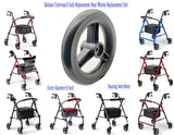 Rollator Walker Replacement 6 inch Rear Wheel,Rollator Rear Wheel Assembly,6 inch Solid Wheel, 6" 3 Rib Caster Wheel,rollator Walker Accessories,Universal Parts,MDS86825SLRW,Set of 2,Black.