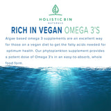 Holistic Bin Marine Phytoplankton Powder Naturally Grown in Nordic Seawater | Vegan Omega 3 Supplement | Rich in Amino Acids, Chlorophyll, Vitamins, & Trace Minerals (50g)