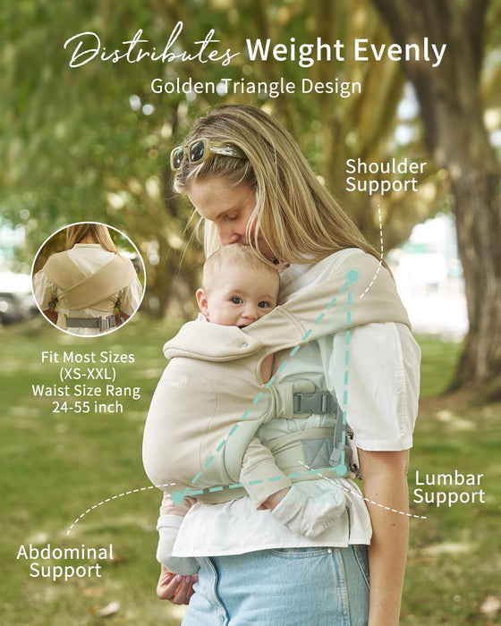 GROWNSY Baby Carrier, Cozy Newborn Carrier, Ergonomic Baby Wraps Carrier Newborn to Toddler with Head Support, Cream