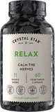Crystal Star Relax (60 Capsules) - Helps Calm Nerves with Ashwagandha, American Skullcap And Kava Kava - NON-GMO