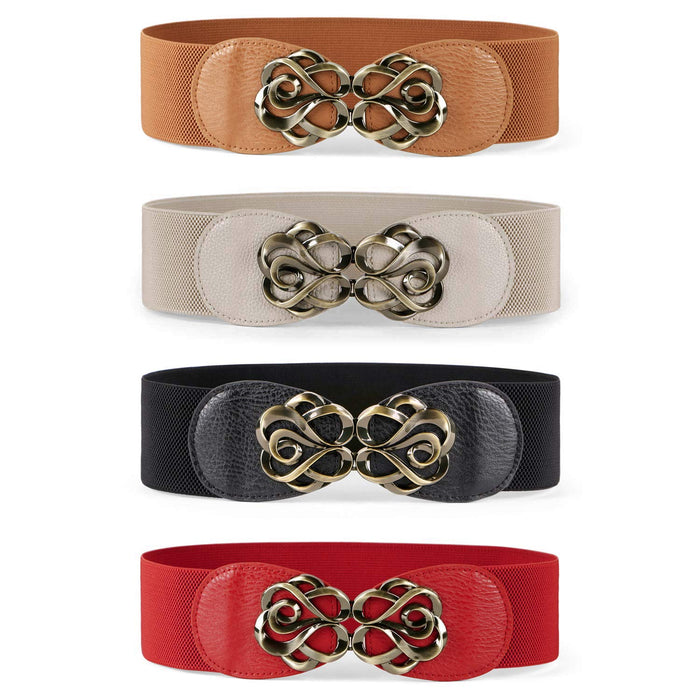 JASGOOD Women Stretchy Belts for Dresses Vintage Elastic Wide Waist Belts, Halloween Cosplay Belt