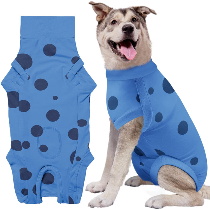 Comwish Dog Recovery Suit, Professional Dog Surgery Suit Post Spay, Neuter, Abdominal Surgical Suit for Male Female Dogs Can Pee, Prevent Licking Soft Breathable Cotton Covers Wound (Blue, XX-Large)