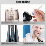 Cordless Water Flosser for Teeth Rechargeable - FZCOK 7 Clean Settings Oral Irrigator Dental Flosser for Braces Adults Teeth Cleaning Portable with Long Battery Life, Waterproof(Black)