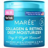 MAREE Face Moisturizer Collagen Cream - Anti Aging Face Cream with Hyaluronic Acid & Retinol - Collagen Cream with Hydrating Effect - Moisturizing Cream for Face with Vitamins A & E - 1.7oz