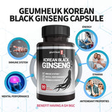 GeumHeuk Korean Black Panax Ginseng Capsule 1000mg - 90 Vegan Capsules Non GMO, High Ginsenosides, High Absorption Rate, Enhance Immunity, Mental Performance, Stamina & Energy, Men & Women