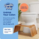 Squatty Potty Slim Teak Toilet Stool - 7-inch Height | Original Bathroom Wood Stool for Natural Positioning