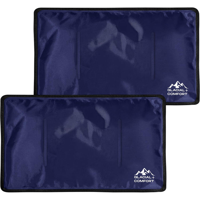 Glacial Comfort Gel Ice Pack for Back Pain - (21" x 13") Reusable Cold Pads for Hip, Knee, Shoulder Injuries, Muscle Strains, Migraine & Postpartum Recovery with Flex Technology - Compression Pad.
