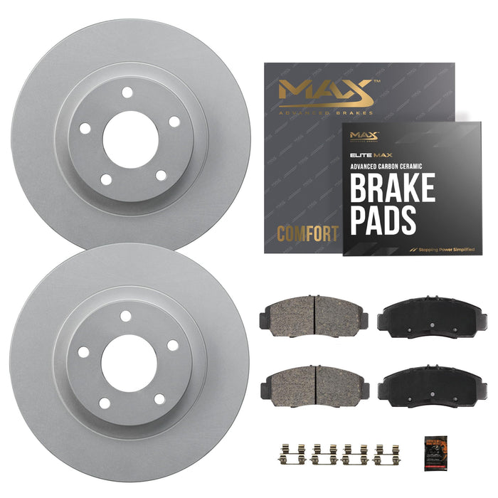 MAX Advanced Brakes - Front Brake Kit For 2013-2021 Honda Civic, 2003-2017 Honda Accord| Carbon Ceramic Brake and Rotor Kit| Daily Driving Geomet Coated OE Brake Rotors