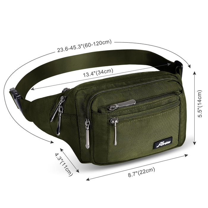 Waist Pack Bag Fanny Pack for Men&Women Hip Bum Bag with Adjustable Strap for Outdoors Workout Traveling Casual Running Hiking Cycling (Army Green)