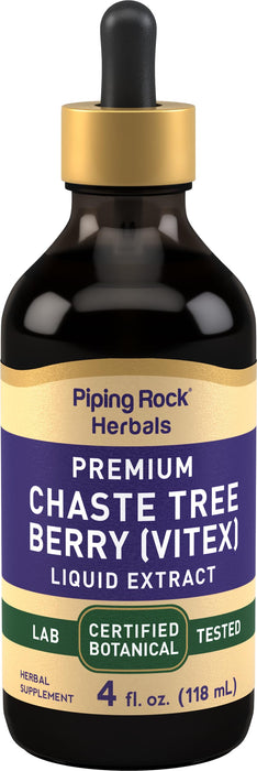 Piping Rock Chaste Tree Berry Liquid Extract | 4 fl oz | Vitex Tincture Drops | Premium Botanical Supplement | Alcohol Free, Non-GMO, Gluten Free