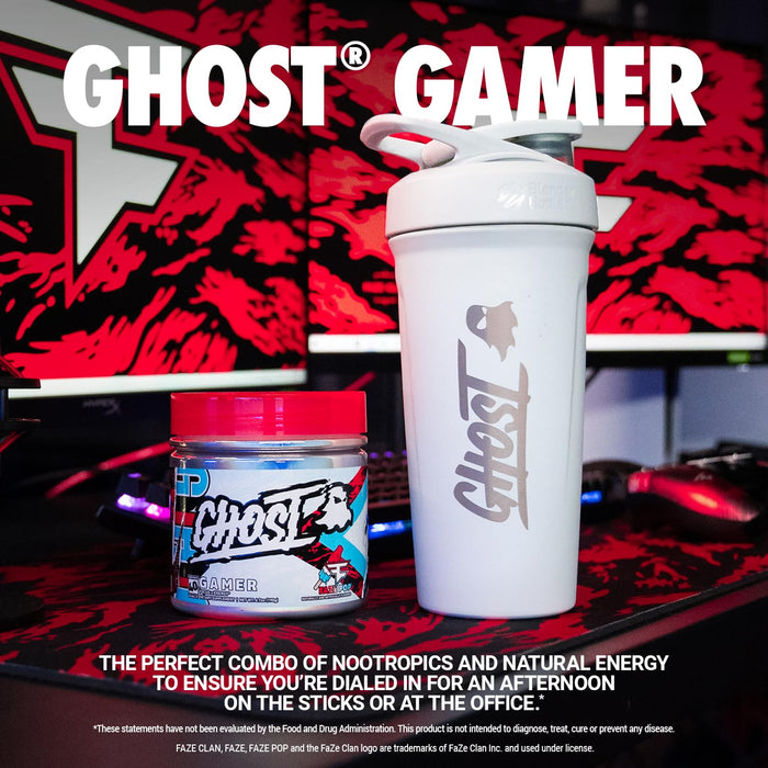 GHOST Gamer x Faze Clan (Faze Pop) - Energy and Focus Support Product, 40 Servings - Nootropics & Natural Caffeine for Attention, Accuracy & Reaction Time - Sugar & Gluten-Free, Vegan Friendly