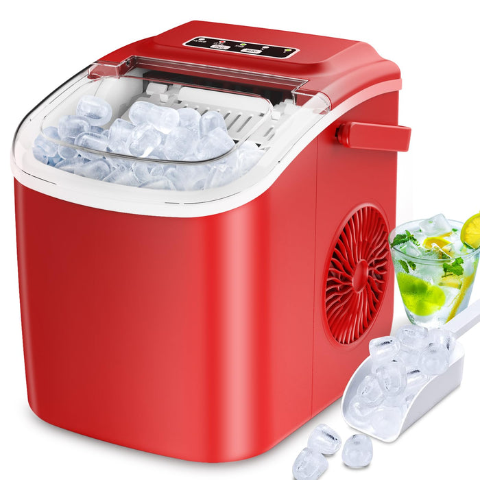 Countertop Ice Maker, Portable Ice Maker Machine with Carry Handle, Self-Cleaning Ice Makers, 9 Bullet Ice in 6 Mins, 26.5Lbs/24H with Ice Bags and Ice Scoop Basket for Home Bar Camping RV