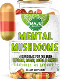 MENTAL Mushroom Capsules, Organic Extract Supplement w/ Lion's Mane, Cordyceps, Reishi and Chaga, Boost Your Focus, Energy, Wellness and Immune System - Nootropic Mushrooms, Immune Support 90ct
