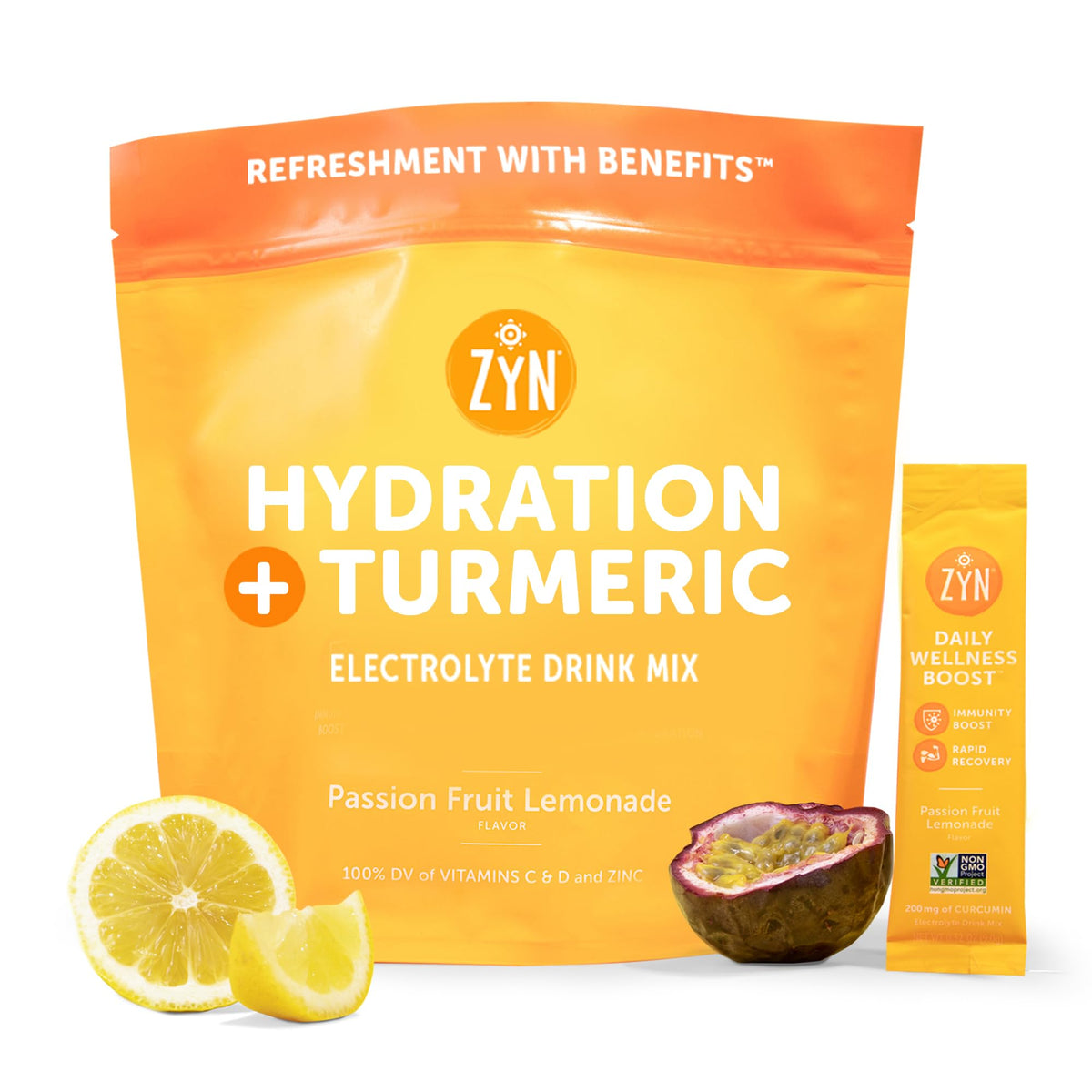 Turmeric Powder, Electrolyte Drink Mix Hydration Packets by ZYN | 32 S