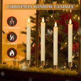 Flameless Candles with Remote: 8 Pack Battery Operated Window Candles 9.6" Real Wax LED Flickering Flameless Taper Candles 3D Wick Lights Halloween Christmas Wedding Birthday Party Decorations (Ivory)