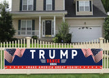 YINBTTER Trump Vance Win 2024 President Campaign Large Banner Sign Flag with Brass Grommets, Trump Make America Great Again Outdoor Sign House Banner Yard Lawn Decoration 118X18''