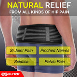 BLITZU Sacroiliac SI Hip Belt For Women And Men. Lower Back Support Belt. Compression Hip Brace for Pelvis, Joint, Lumbar & Sciatica Pain Relief. Sciatic Nerve Brace, Waist Pelvic Support Belt. L-XL