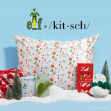 Kitsch x Elf Satin Pillowcase with Zipper for Hair & Skin, Softer Than Silk Pillow Cases Queen, Pillow Covers, Machine Washable, Wrinkle-Free, Satin Pillow Cases Standard Size (Periwinkle Christmas)