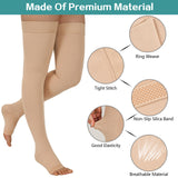Totexil 2 Pairs Compression Stockings for Women & Men, 20-30mmHg Thigh High Compression Socks, Open Toe Medical Compression Socks with Silicone Dot Band-Best Support for Nursing Sports Varicose Veins